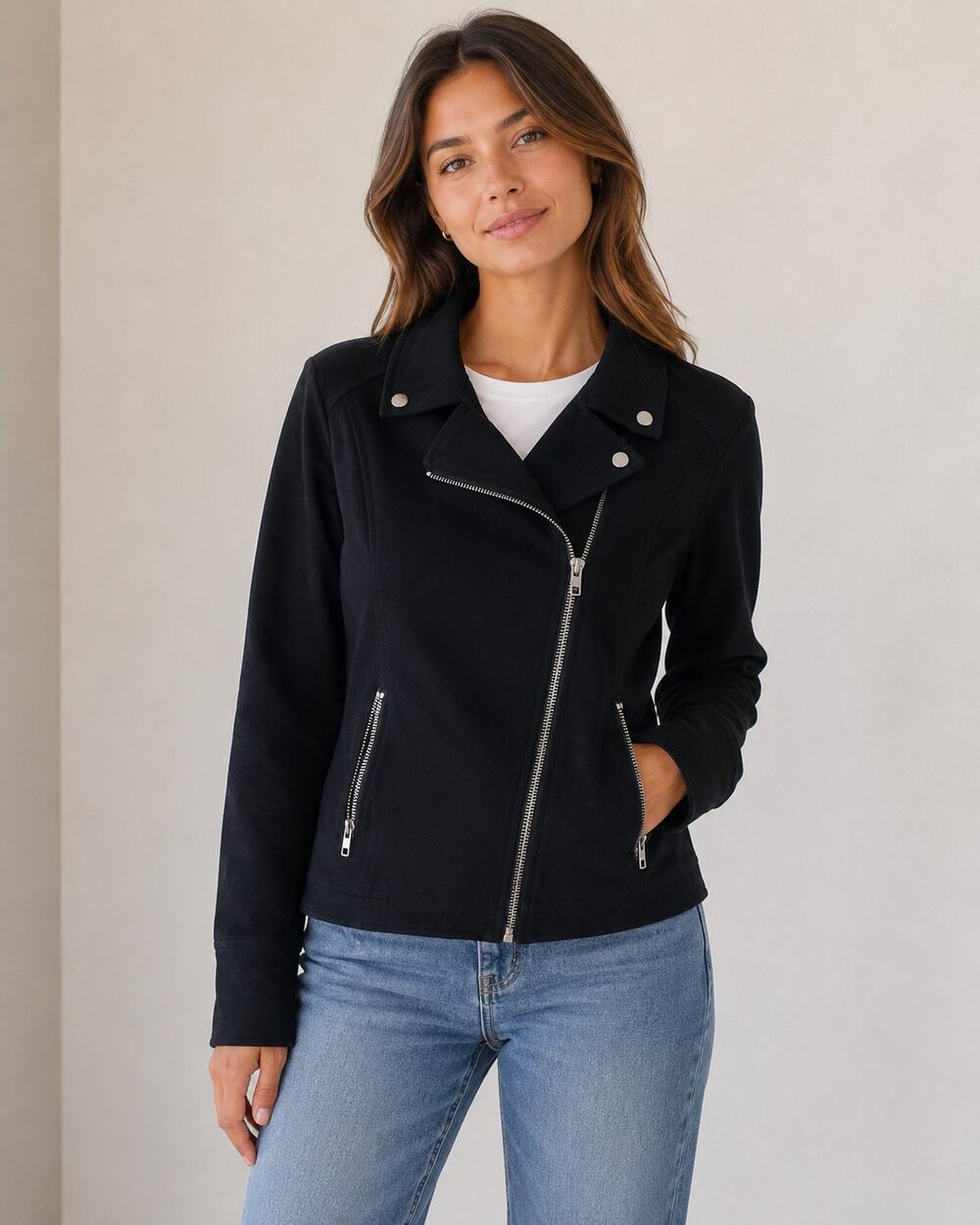Liverpool Moto Jacket Asymmetric Black Medium Womens Casual Biker Minimalist NWT